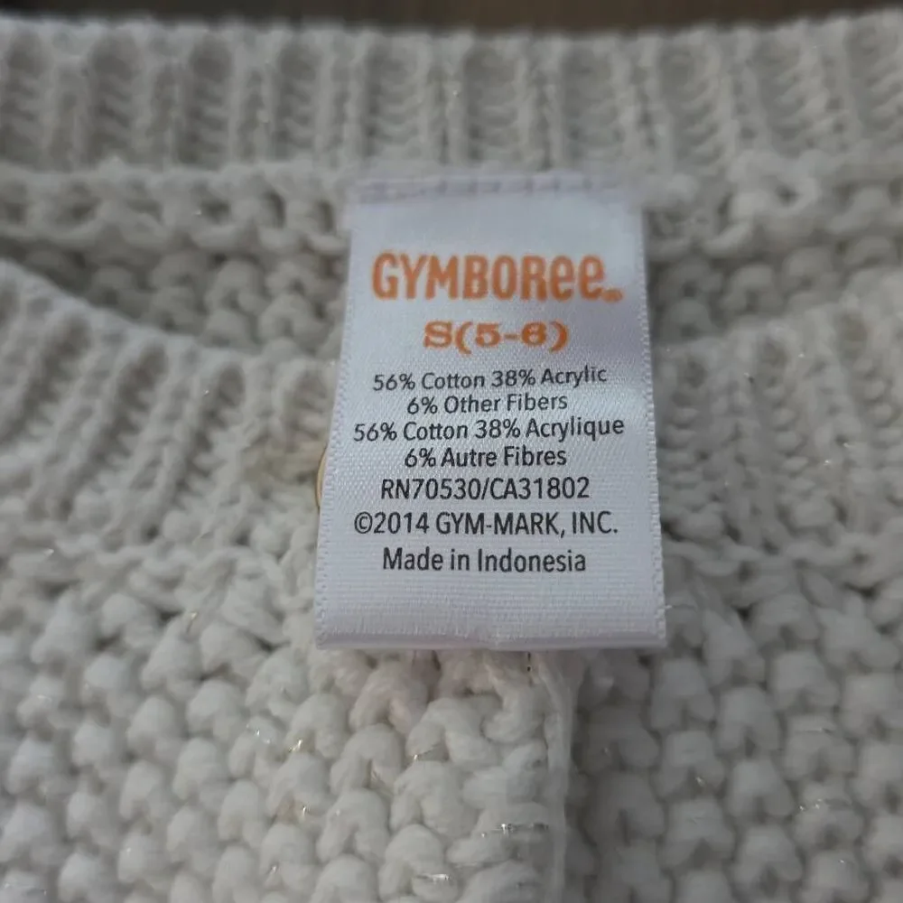 Gymboree Girls Size Small 5/6 Cream Metallic Fleck Enamel Button Down Cardigan